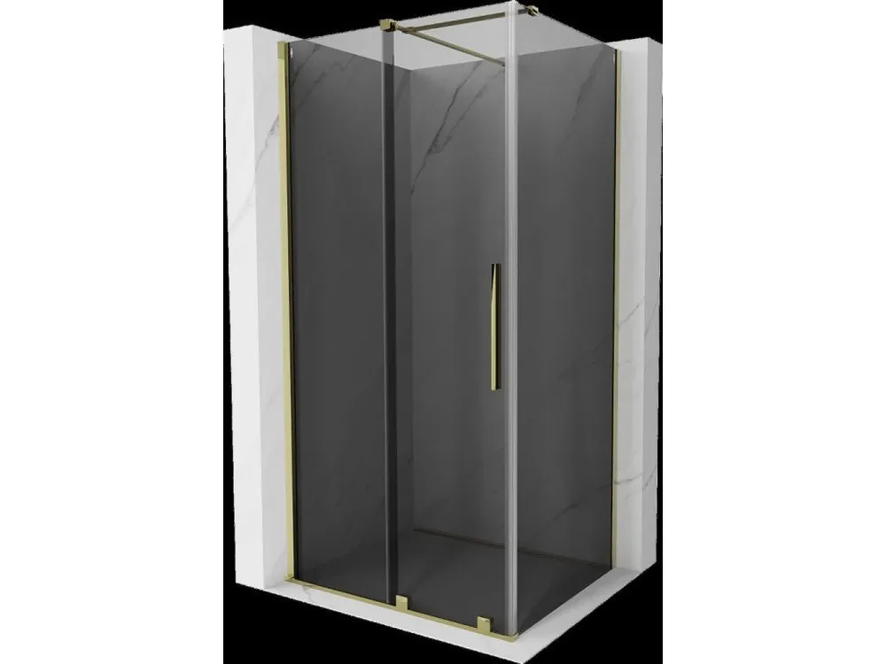 Značkový MEXEN/S - Velar sprchový kout, posuvné dveře 140 x 100, grafit, zlato 871-140-100-41-50