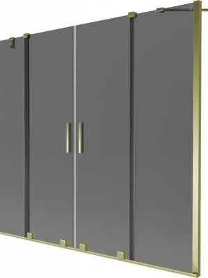 Zlevněný MEXEN/S - Velar Duo dvoukřídlá posuvná vanová zástěna 200 x 150, grafit, zlatá 896-200-000-42-50