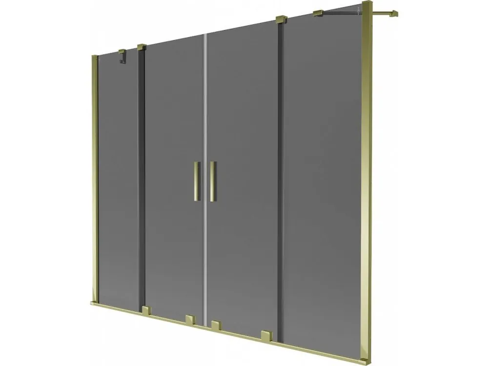 Zlevněný MEXEN/S - Velar Duo dvoukřídlá posuvná vanová zástěna 200 x 150, grafit, zlatá 896-200-000-42-50